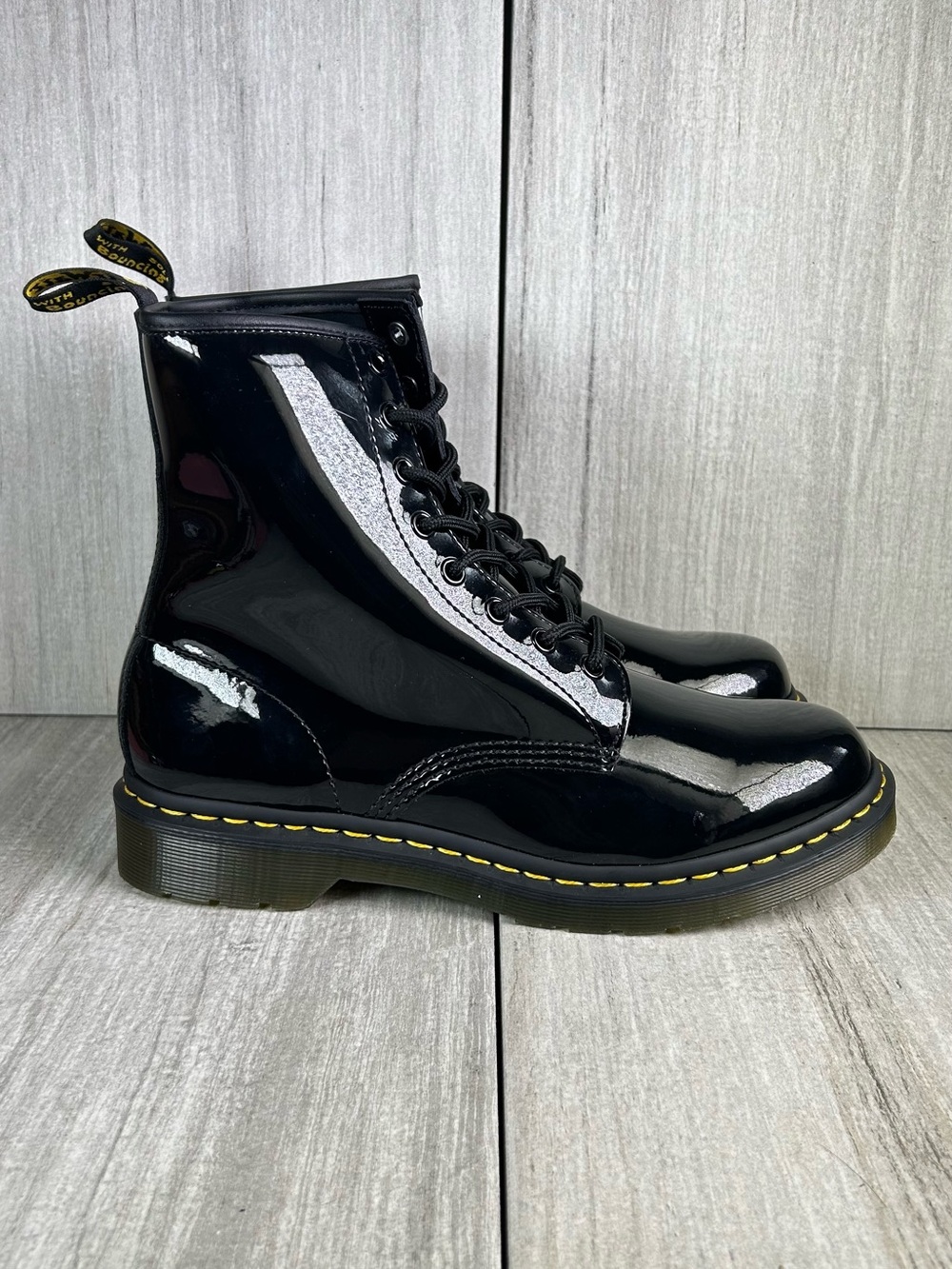 NEW Dr. Martens Docs 1460 Black Patent Leather Gloss Combat Boot Women’s Size 11